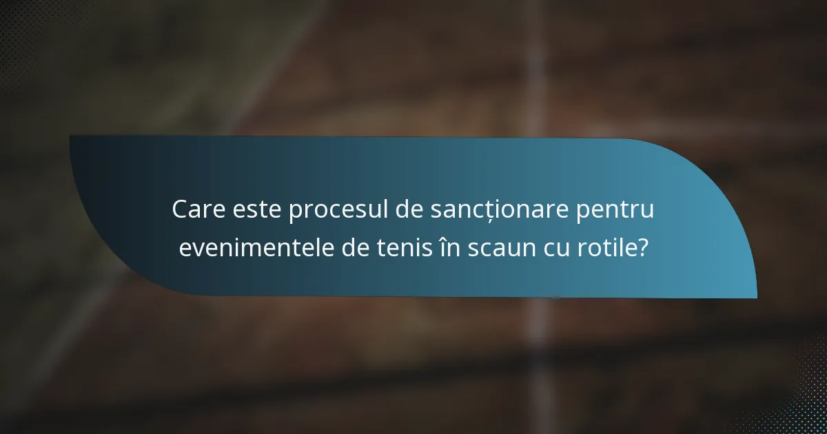 Care este procesul de sancționare pentru evenimentele de tenis în scaun cu rotile?