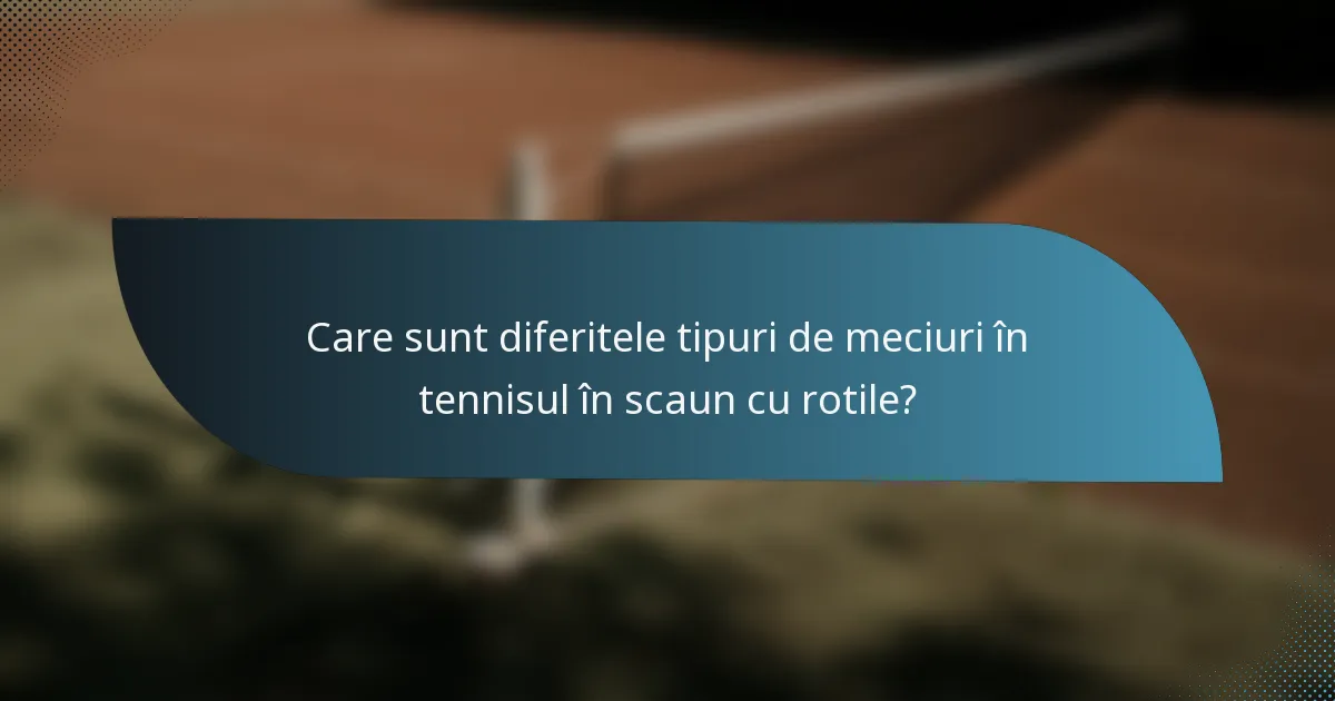 Care sunt diferitele tipuri de meciuri în tennisul în scaun cu rotile?