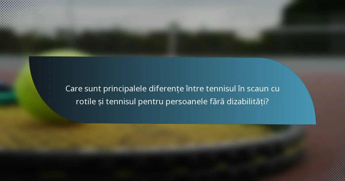 Care sunt principalele diferențe între tennisul în scaun cu rotile și tennisul pentru persoanele fără dizabilități?