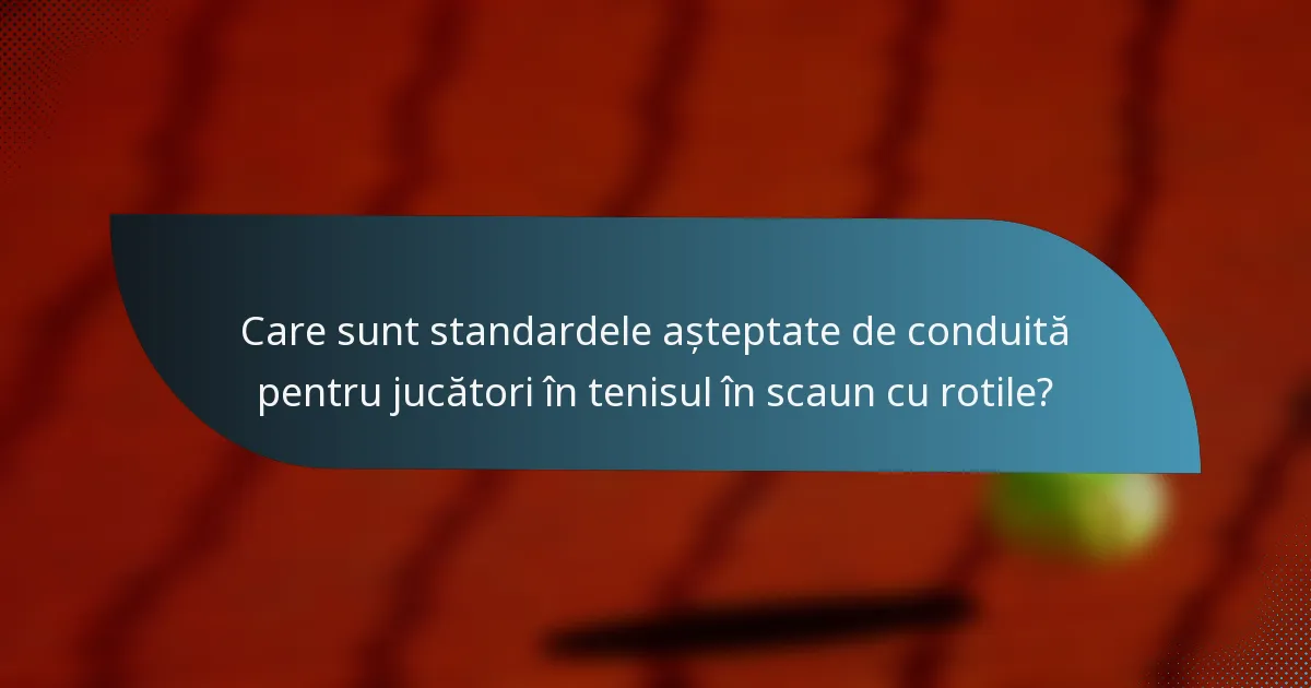Care sunt standardele așteptate de conduită pentru jucători în tenisul în scaun cu rotile?