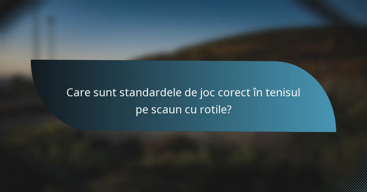 Care sunt standardele de joc corect în tenisul pe scaun cu rotile?
