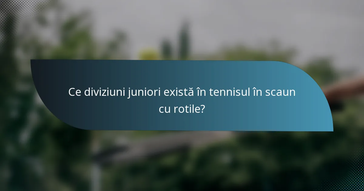 Ce diviziuni juniori există în tennisul în scaun cu rotile?