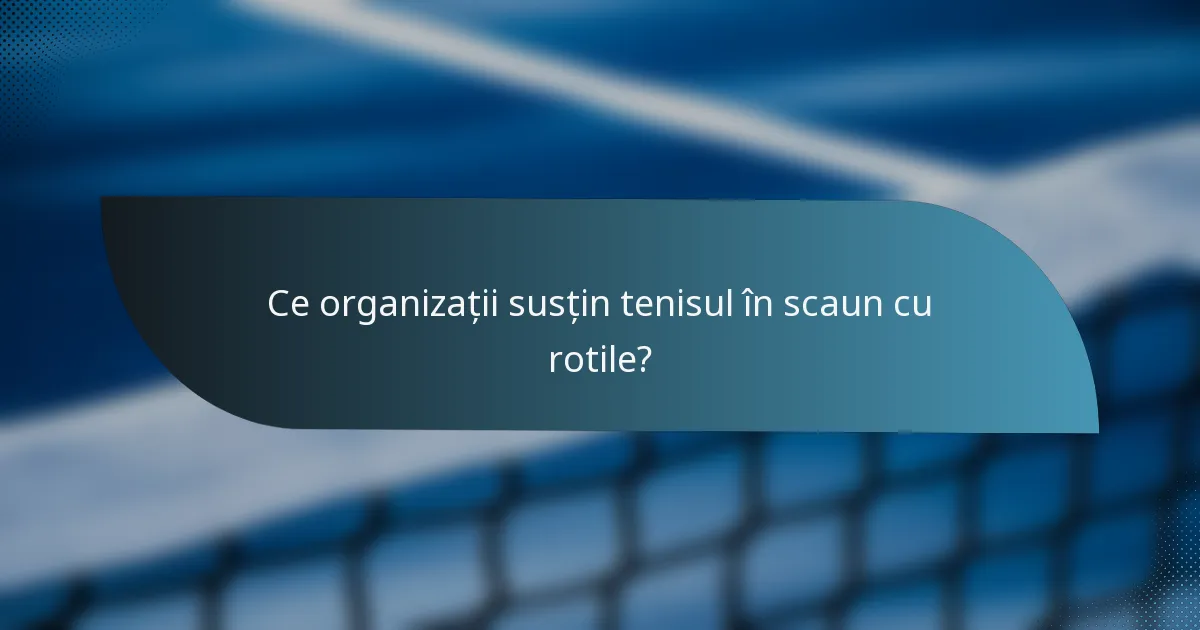 Ce organizații susțin tenisul în scaun cu rotile?