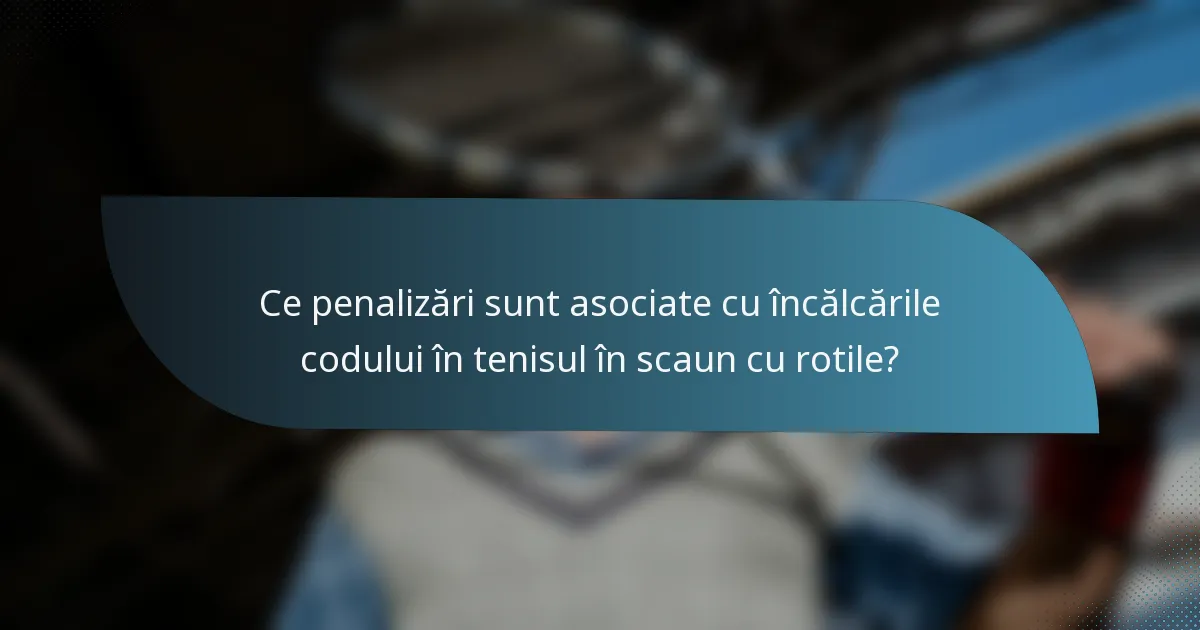 Ce penalizări sunt asociate cu încălcările codului în tenisul în scaun cu rotile?