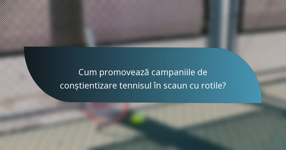 Cum promovează campaniile de conștientizare tennisul în scaun cu rotile?