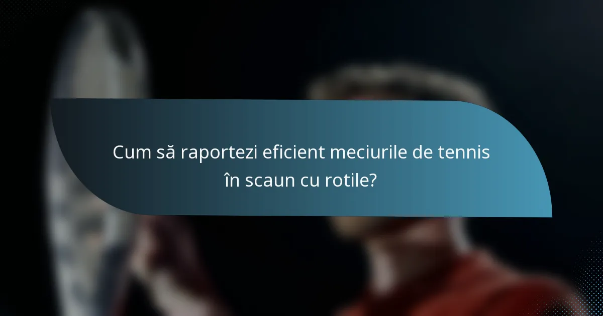 Cum să raportezi eficient meciurile de tennis în scaun cu rotile?