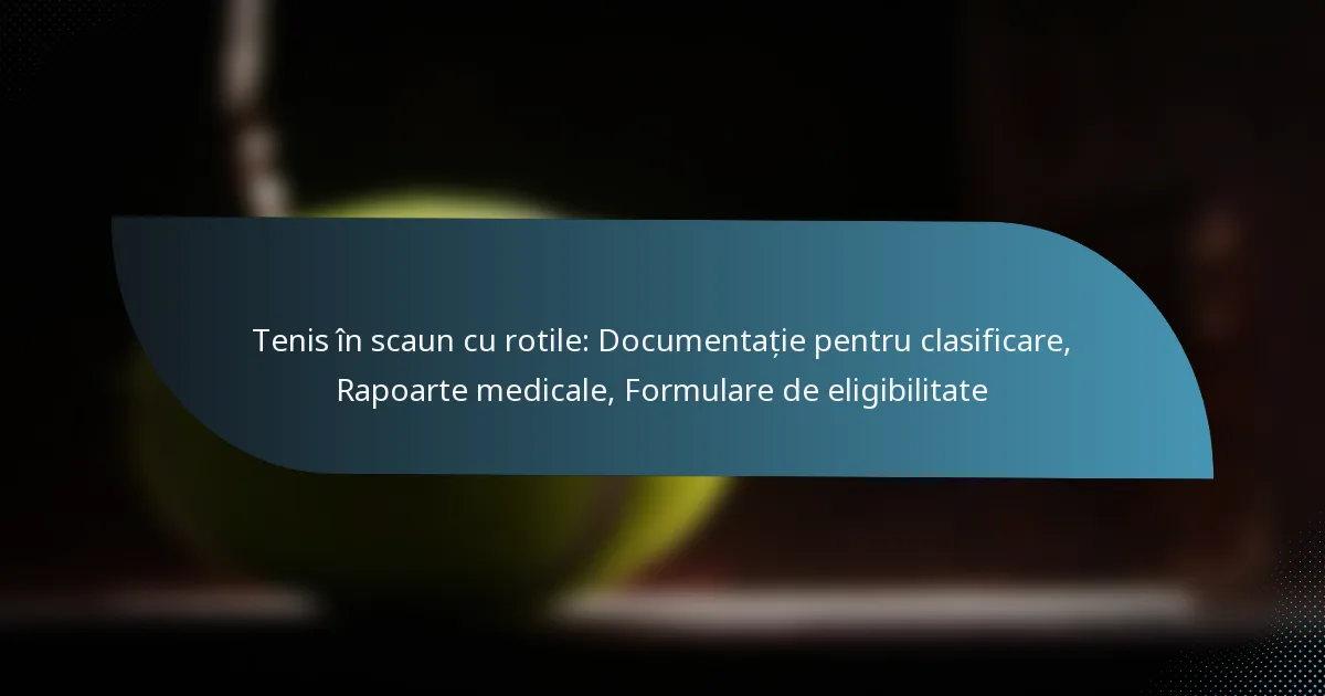 Tenis în scaun cu rotile: Documentație pentru clasificare, Rapoarte medicale, Formulare de eligibilitate