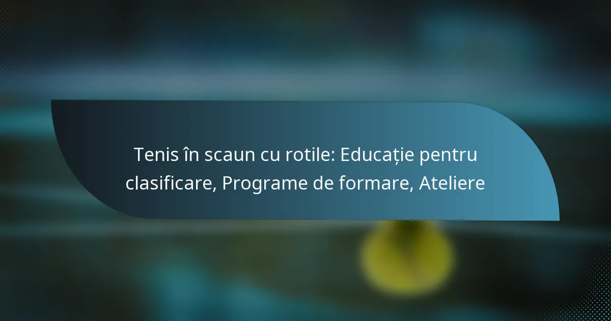 Tenis în scaun cu rotile: Educație pentru clasificare, Programe de formare, Ateliere