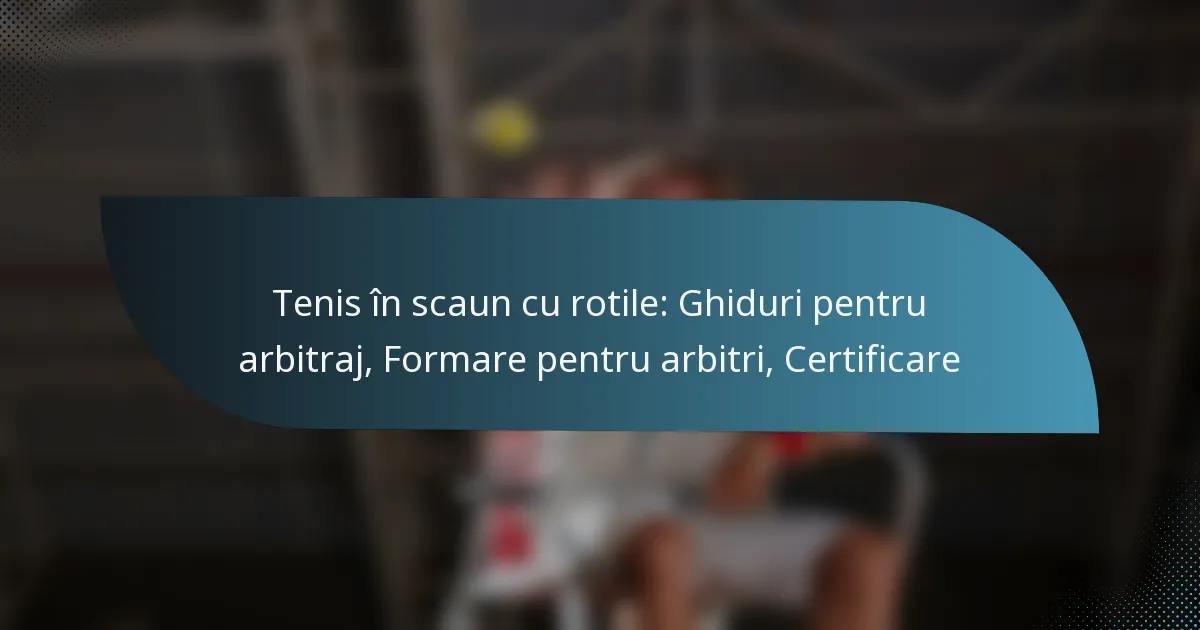 Tenis în scaun cu rotile: Ghiduri pentru arbitraj, Formare pentru arbitri, Certificare