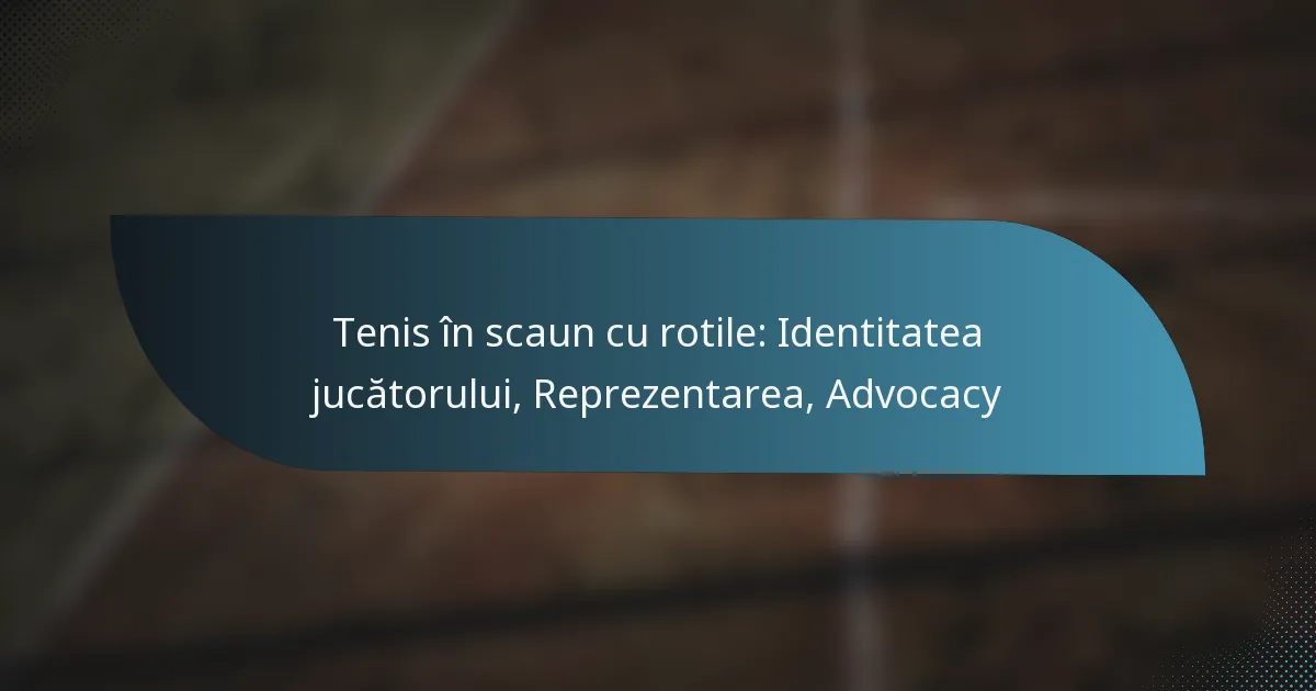 Tenis în scaun cu rotile: Identitatea jucătorului, Reprezentarea, Advocacy