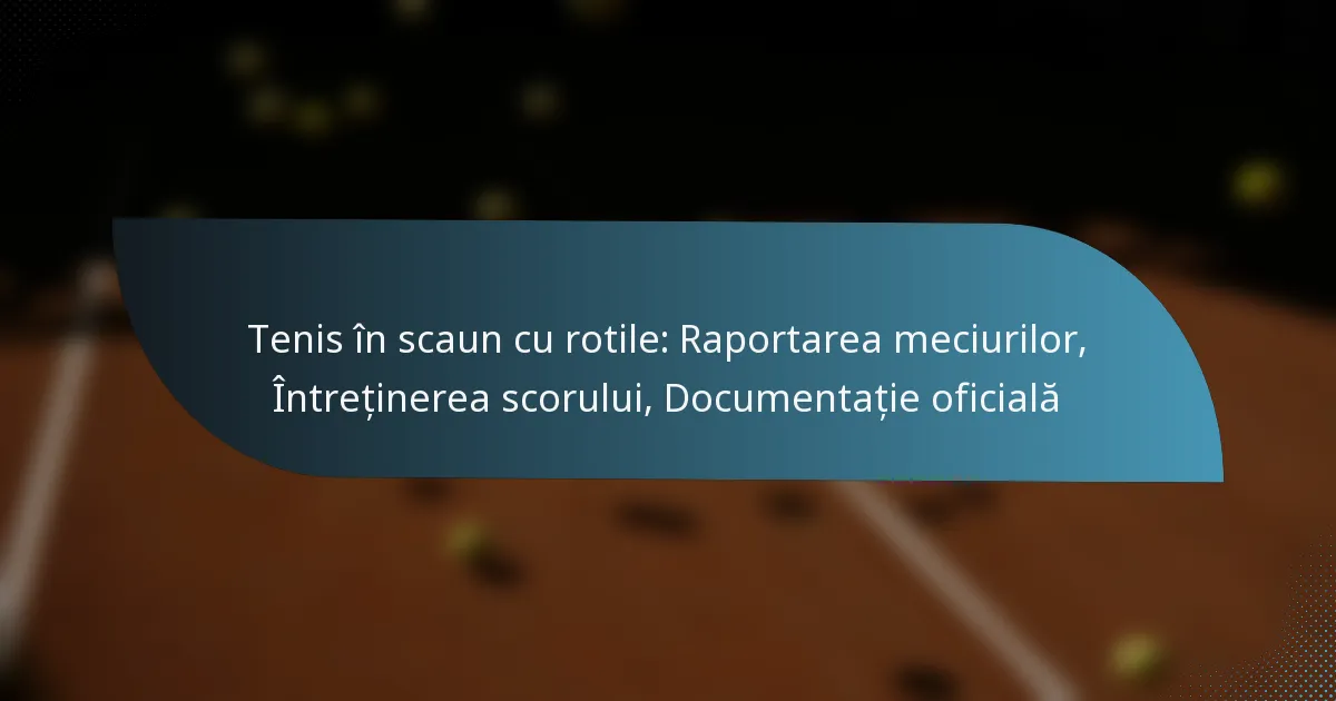 Tenis în scaun cu rotile: Raportarea meciurilor, Întreținerea scorului, Documentație oficială