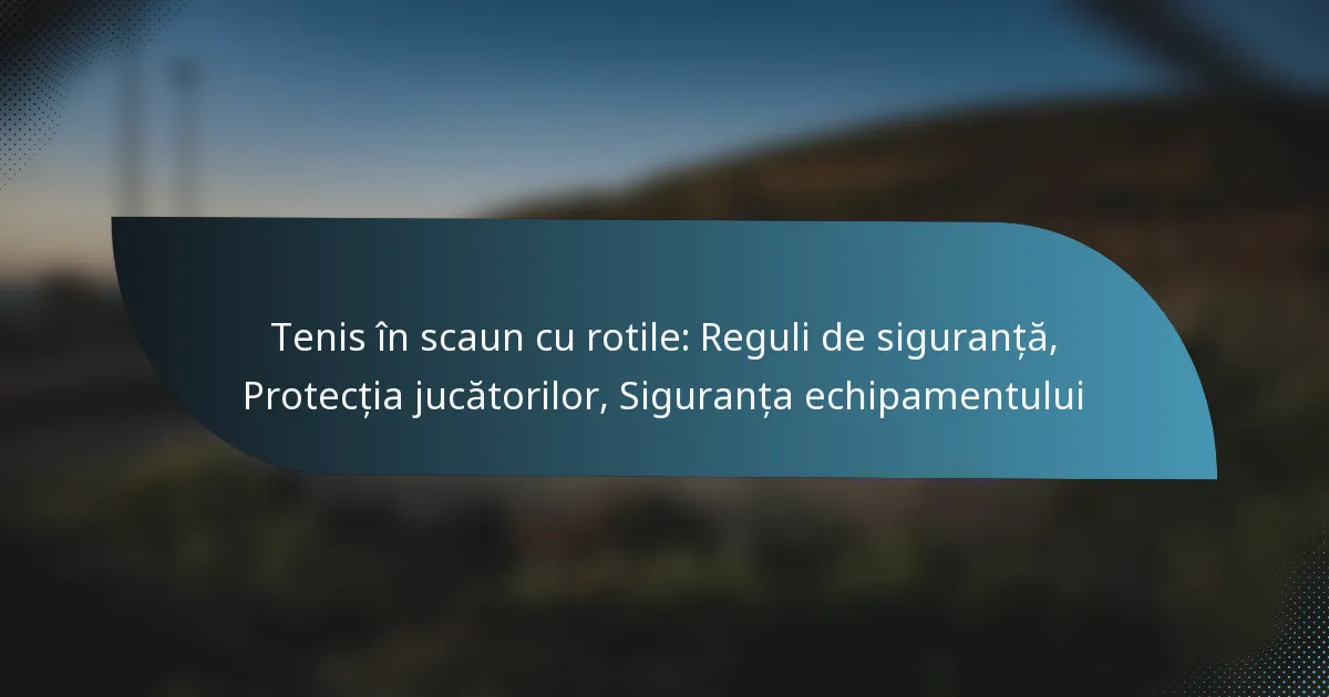 Tenis în scaun cu rotile: Reguli de siguranță, Protecția jucătorilor, Siguranța echipamentului
