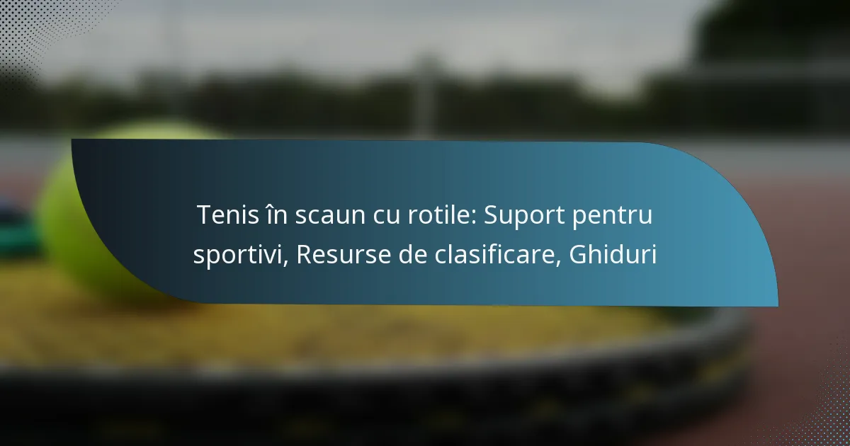 Tenis în scaun cu rotile: Suport pentru sportivi, Resurse de clasificare, Ghiduri