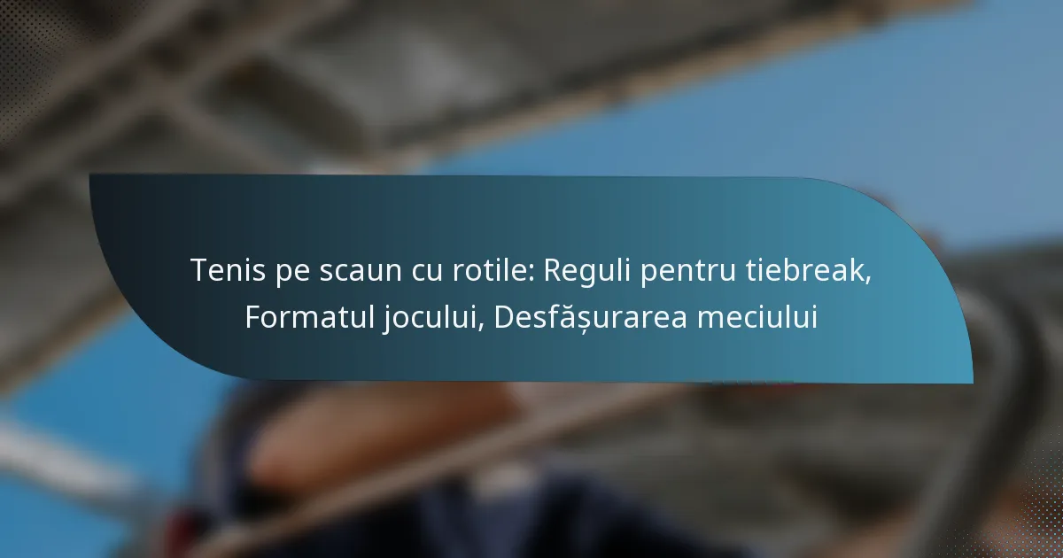 Tenis pe scaun cu rotile: Reguli pentru tiebreak, Formatul jocului, Desfășurarea meciului